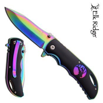 8 ELK RIDGE RAINBOW BLADE ASSISTED CAMPING POCKET KNIFE (ER-A008RB)