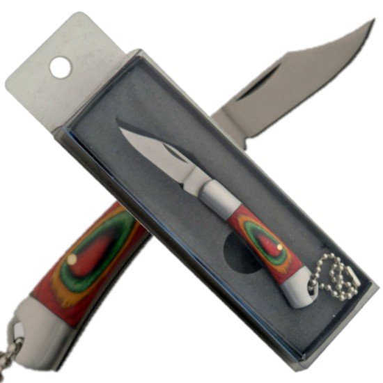 KeyChain / Pocket Knife MultiColor Wood Handle Defense Warehouse