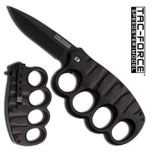 TACTICAL SPRING ASSISTED KNUCKLE KNIFE ~ TAC-FORCE (Aluminum / Stainless Steel)