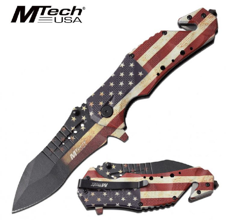 SPRING ASSISTED KNIFE ~ MTECH USA ~ American Flag