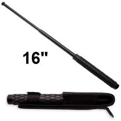 16" Expandable Baton ~ Rubber Handle ~ Black