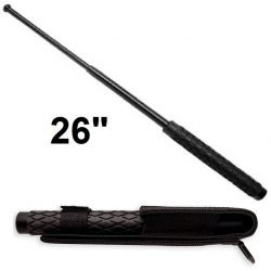 26" Expandable Baton ~ Rubber Handle ~ Black