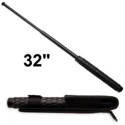 32" Expandable Baton ~ Rubber Handle ~ Black