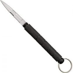Kubaton ~ Double Edged Serrated Dagger Knife ~ Key Chain ~ Black