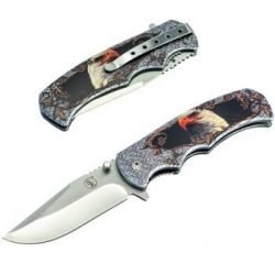 Spring Assist Knife ~ 3mm Thick Blade ~ Bald Eagle Design - Both Sides