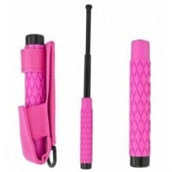 BATON ~ EXPANDABLE / TELESCOPIC (PINK) RUBBER HANDLE "Lite and Easy" ~ 26"