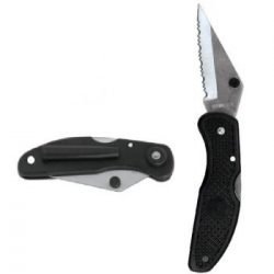 Pocket Knife Serrated Drop Point Stainless Steel Blade w/ Pocket Clip