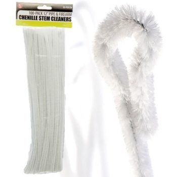 100 Pack ~ 12x 1/4 (6 Mm) Chenille Stem Pipe & Firearm Cleaners ~ White -  Defense Warehouse
