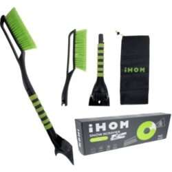 Ice Scraper & Brush - 27" Collapsible w/ Cushion Grip Handle & Carrying Case
