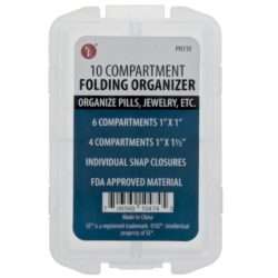 10-Compartment Folding Organizer (6 Compartments 1"x1" / 4 Compartments 1"x1/2"), FDA Approved Material