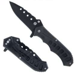 4.5" Black Drop Point Blade Tactical Spring Assisted Pocket Knife w/ Pocket Clip & Black