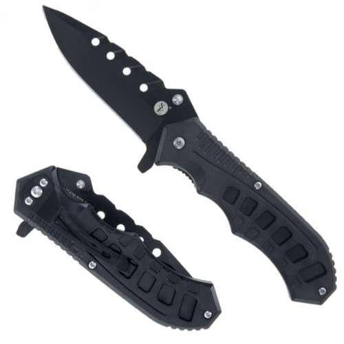 4.5" Black Drop Point Blade Tactical Spring Assisted Pocket Knife w/ Pocket Clip & Black