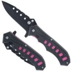 4.5" Black Drop Point Blade Tactical Spring Assisted Pocket Knife w/ Pocket Clip Pink