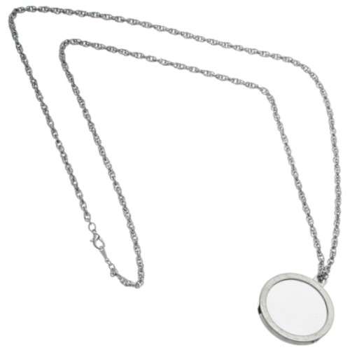 4x/1.5" Glass Lens Necklace Magnifier w/ 36" Silver Color Chain (2.8MM Thick Chain)