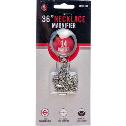 4x/1.5" Glass Lens Necklace Magnifier w/ 36" Silver Color Chain (2.8MM Thick Chain) - Image 2